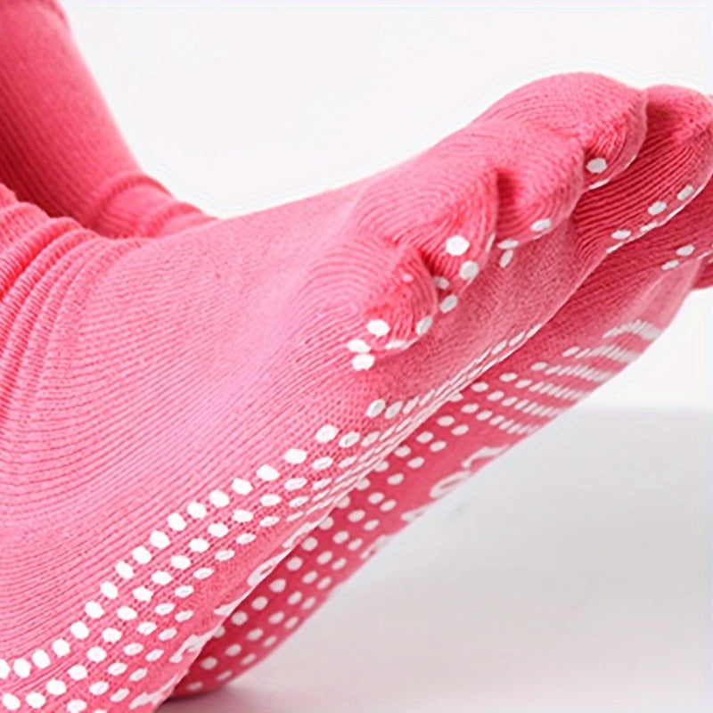 Anti Slip Five Toe Split Yoga Socks Ribbed Stripes Long Grippers Socks