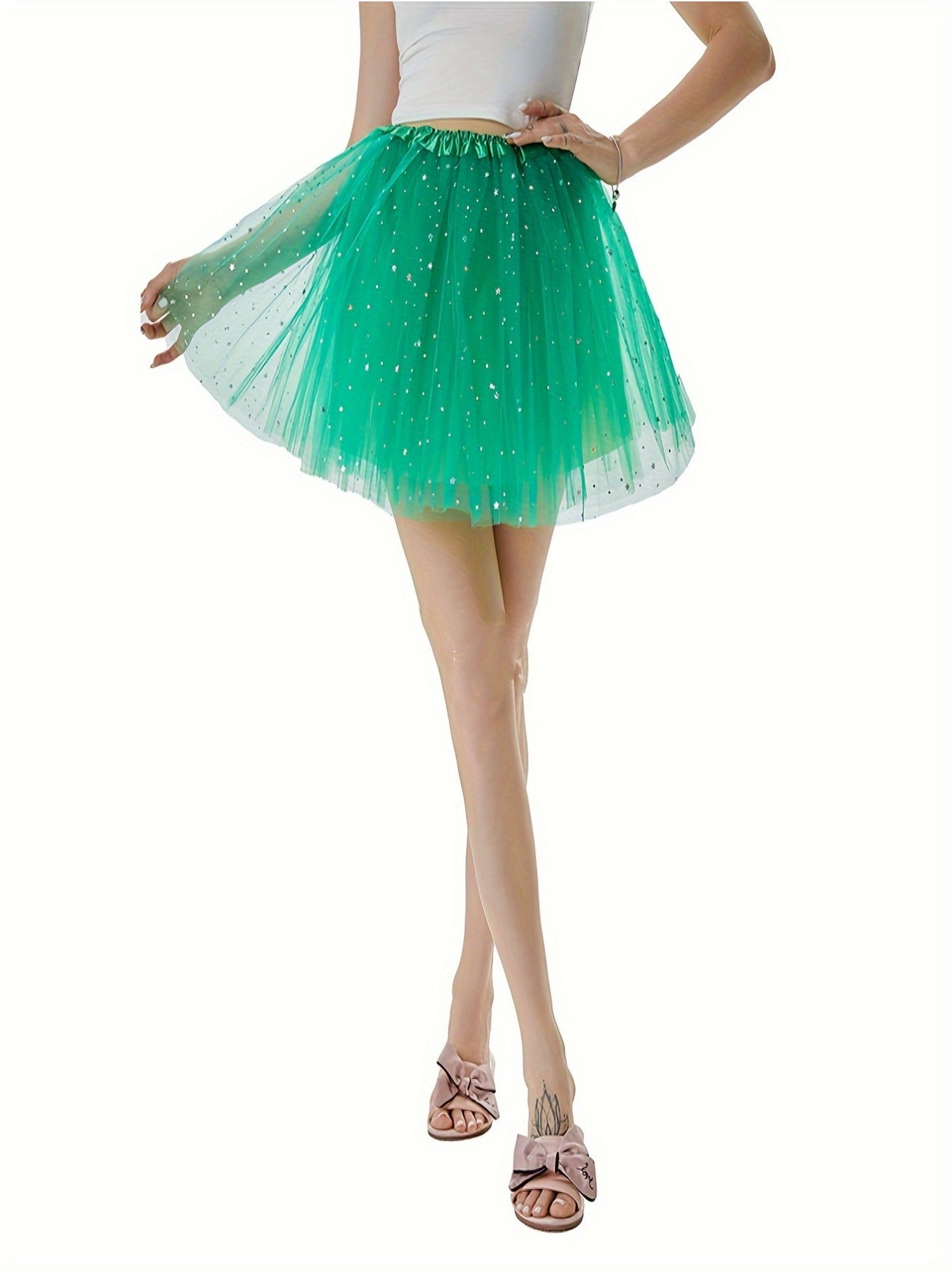 Sequin Tutu Skirt Mesh Dance Party Gift 6-7y