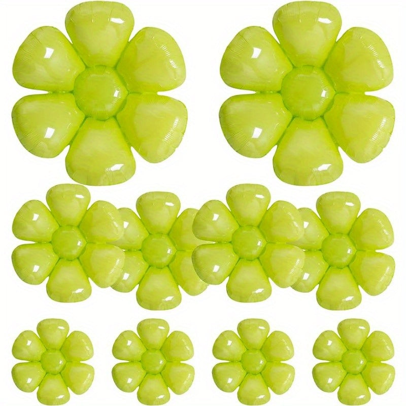 10pcs Green Flower Balloons Large Daisy Balloons Graduation Party Decor