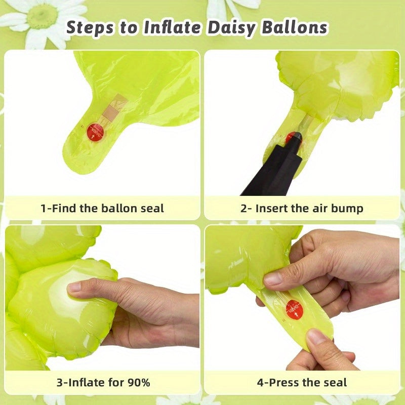 10pcs Green Flower Balloons Large Daisy Balloons Graduation Party Decor