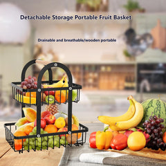 Double Layer Storage Basket Kitchen Vegetable Fruit Bread Snack Basket