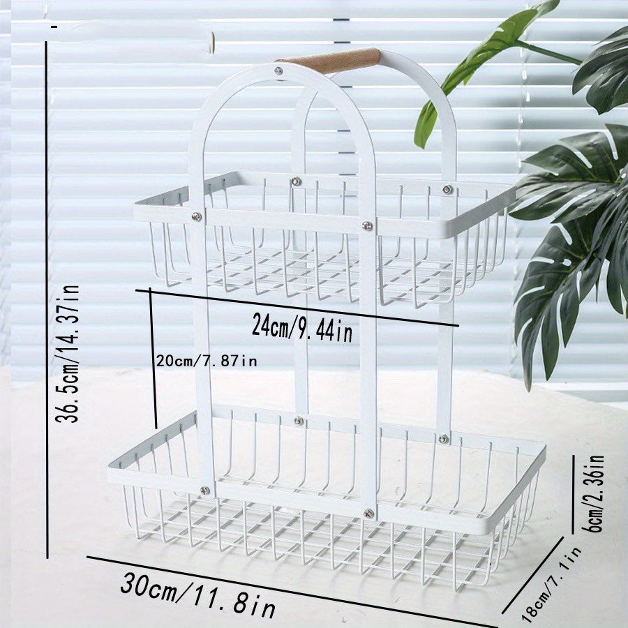Double Layer Storage Basket Kitchen Vegetable Fruit Bread Snack Basket