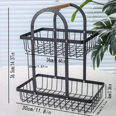 Double Layer Storage Basket Kitchen Vegetable Fruit Bread Snack Basket