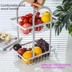 Double Layer Storage Basket Kitchen Vegetable Fruit Bread Snack Basket