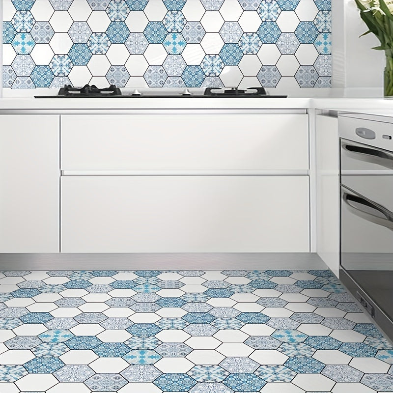 Bohemian Hexagon Pattern Stair Sticker Non-slip Waterproof Self-adhesive