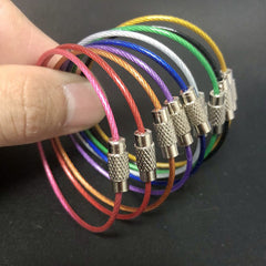 5pcs Stainless Steel Keychain Keyring Metal Cable Rope Key Holder