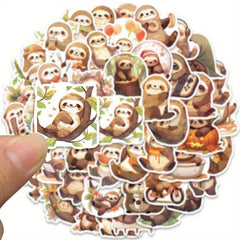 50pcs Small Sloth Stickers for Decorative Luggage Laptop Skateboard Guitar