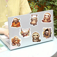 50pcs Small Sloth Stickers for Decorative Luggage Laptop Skateboard Guitar