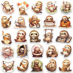 50pcs Small Sloth Stickers for Decorative Luggage Laptop Skateboard Guitar
