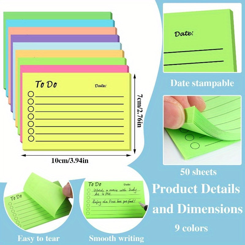Mixed 9 Sticky Notes 450 Pages Daily Memo Pad