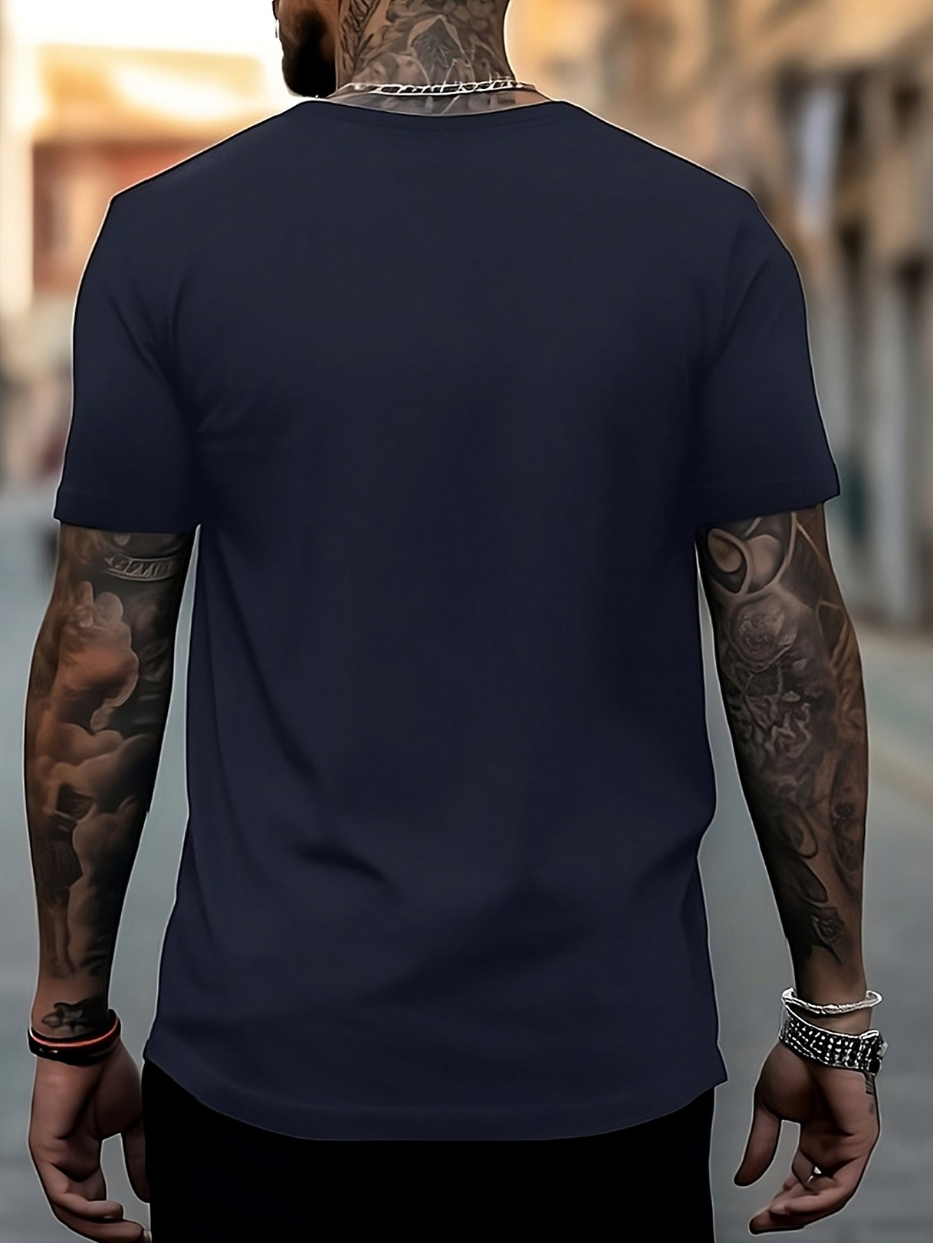 Men's Stylish Letters Pattern Shirt Casual Breathable Crew Neck Tee Top