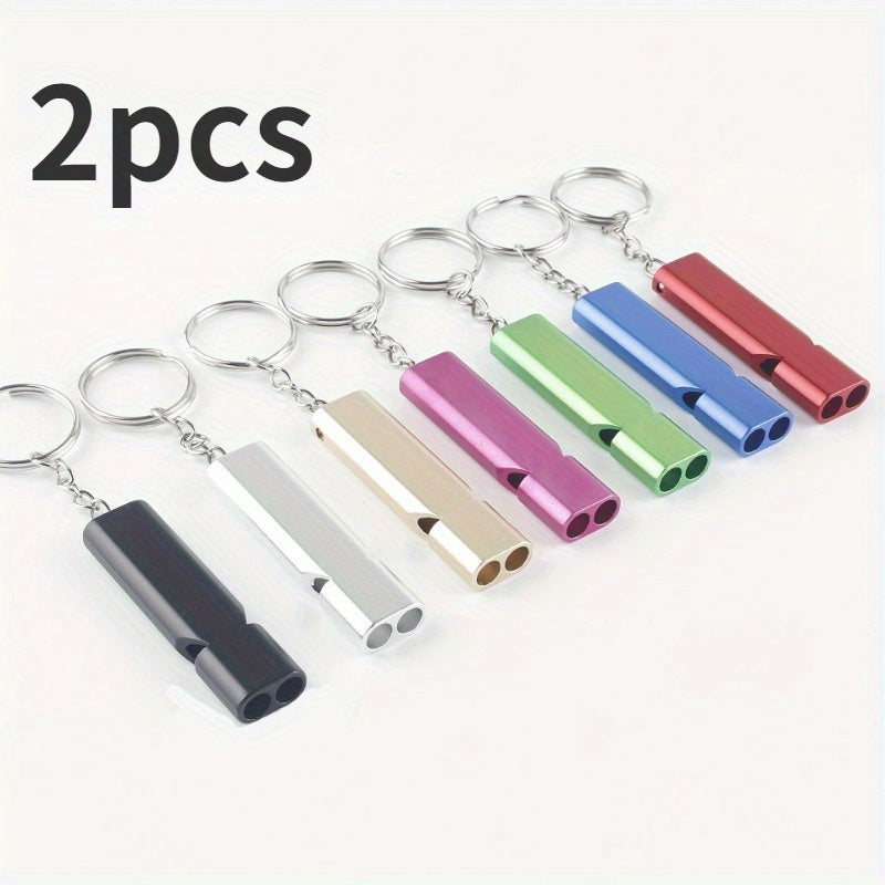 2pcs Double Frequency Alloy Aluminum Emergency Whistle