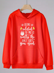 Girls Christmas Print Hoodie Casual Pullover with Kangaroo Pocket