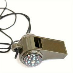 2pcs 3 In 1 Emergency Survival Whistle With Compass Thermometer