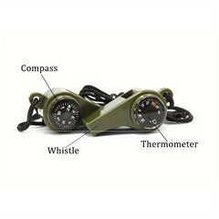 2pcs 3 In 1 Emergency Survival Whistle With Compass Thermometer
