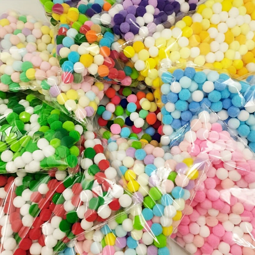 100-300pcs Mini Soft Fluffy Pom Poms Mixed Colors