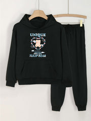 Girls Hoodie & Sweatpants Set Kids Casual Long Sleeve Hooded Sweatshi