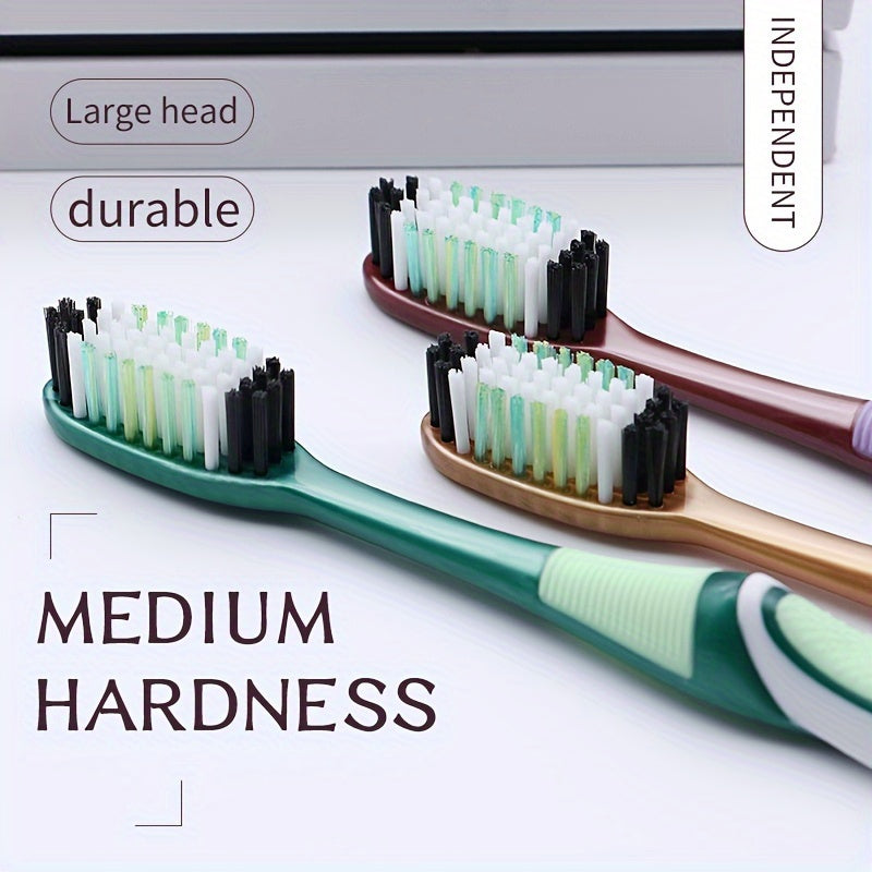 6pcs Medium Hard Hair Toothbrush 6 Independent Packs Adult Family Pack