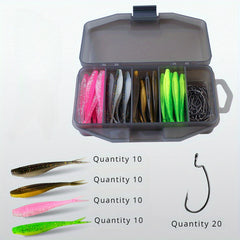 61pcs Soft Bait Fishing Set with Storage Box
