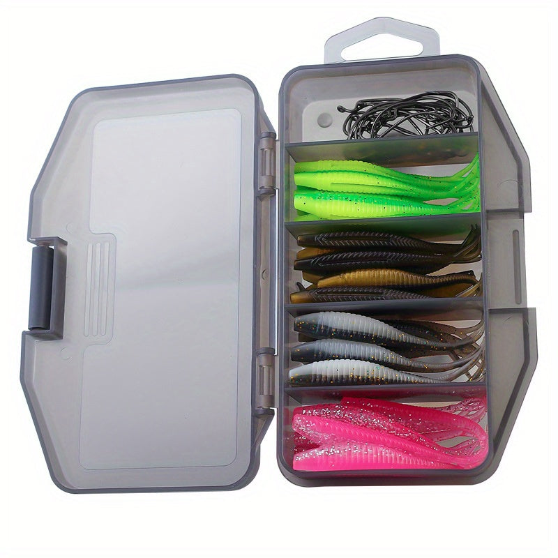 61pcs Soft Bait Fishing Set with Storage Box