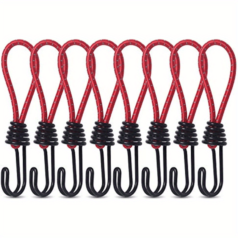 8pcs Spiral Wire Hook Strap Reflective Elastic Rope Heavy Duty Strap Hook