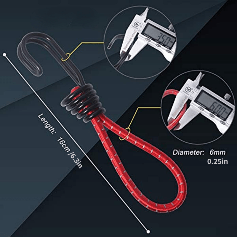 8pcs Spiral Wire Hook Strap Reflective Elastic Rope Heavy Duty Strap Hook