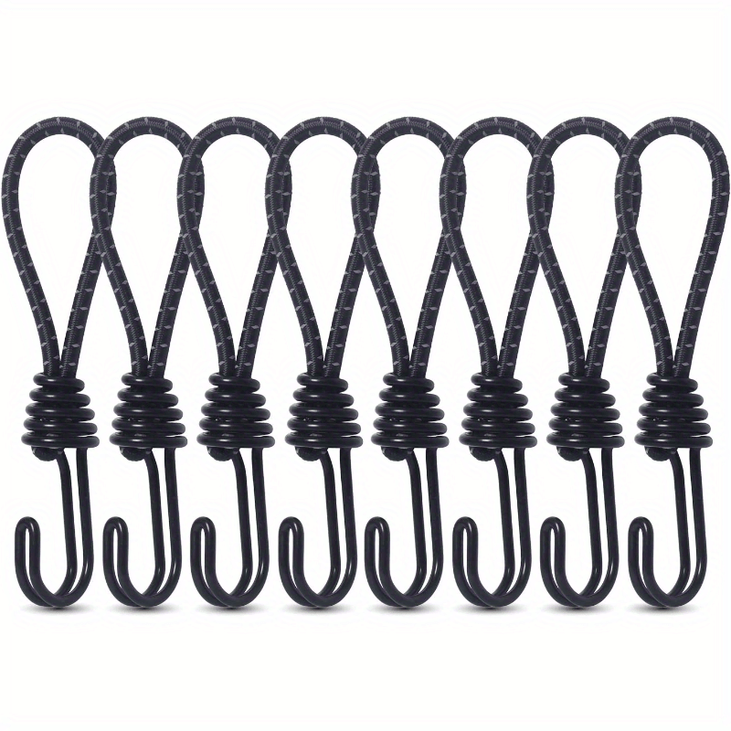 8pcs Spiral Wire Hook Strap Reflective Elastic Rope Heavy Duty Strap Hook