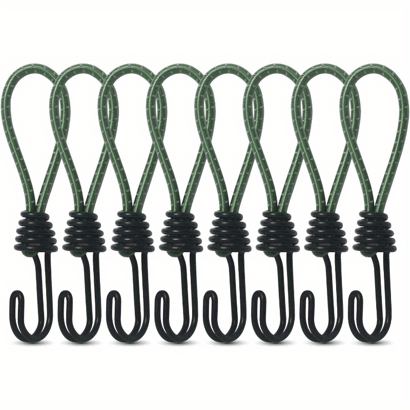 8pcs Spiral Wire Hook Strap Reflective Elastic Rope Heavy Duty Strap Hook