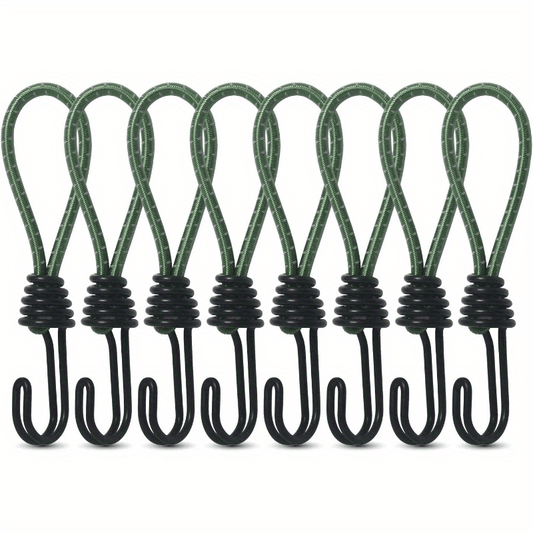 8pcs Spiral Wire Hook Strap Reflective Elastic Rope Heavy Duty Strap Hook