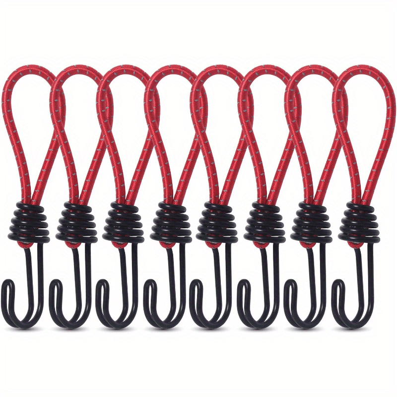 8pcs Spiral Wire Hook Strap Reflective Elastic Rope Heavy Duty Strap Hook