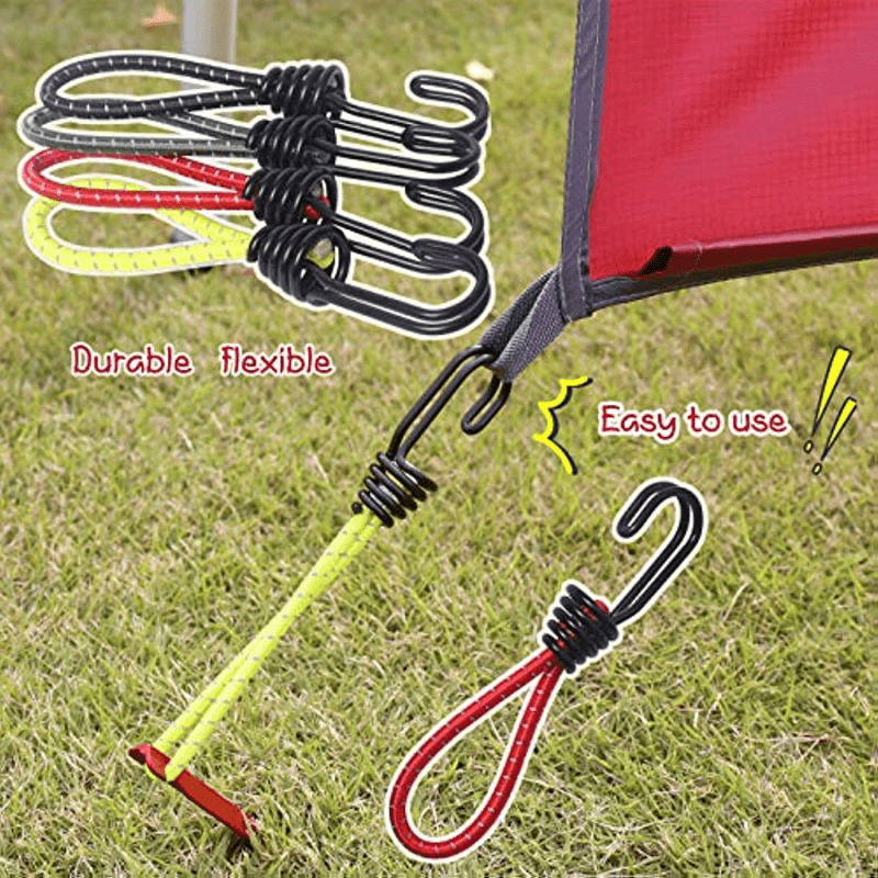 8pcs Spiral Wire Hook Strap Reflective Elastic Rope Heavy Duty Strap Hook