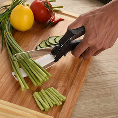 2 In 1 Food Cutter Kitchen Scissors Salad Chopper Vegetable Cutter