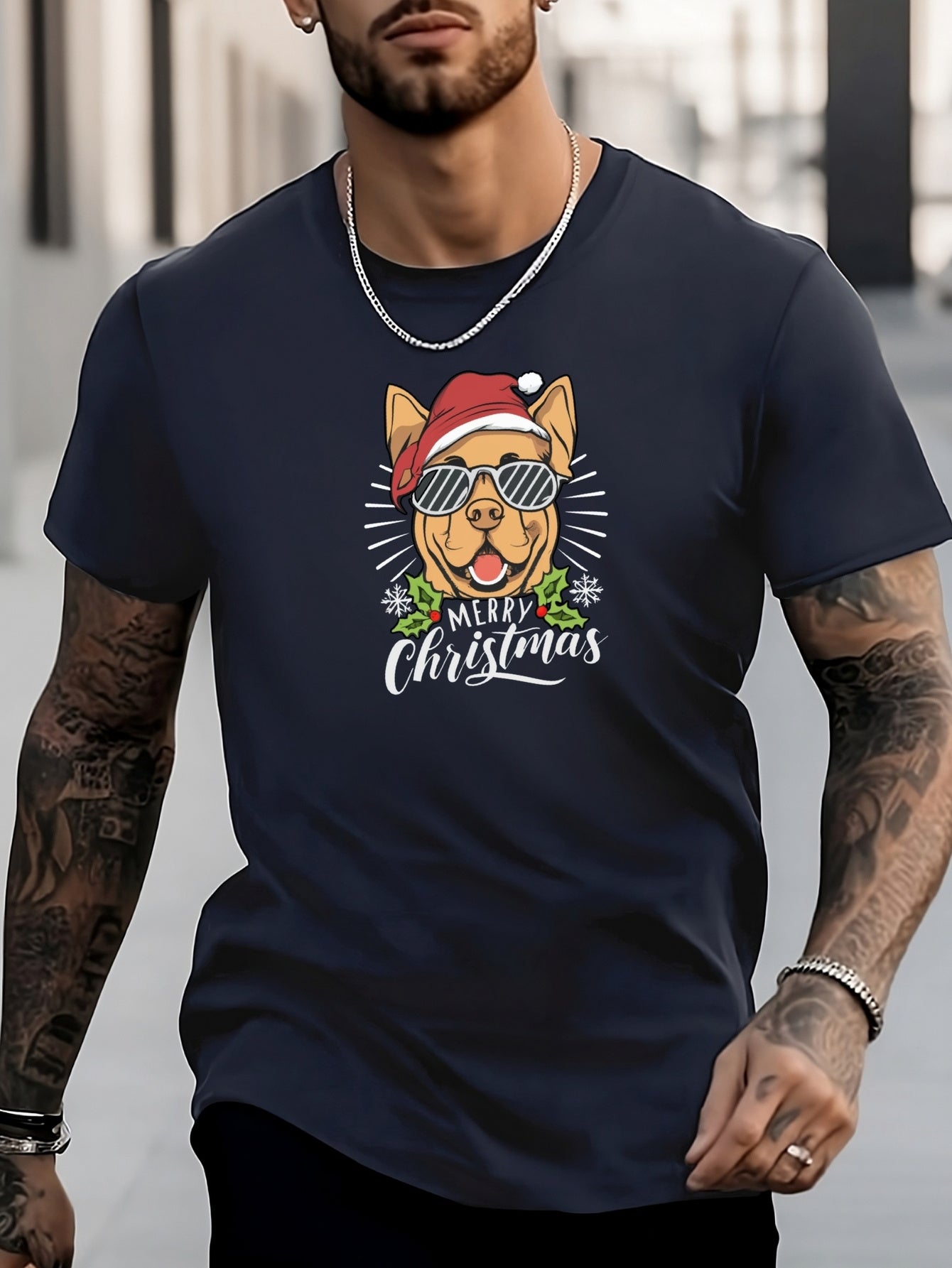 Men's Dog Pattern Shirt Breathable Casual Tee Top
