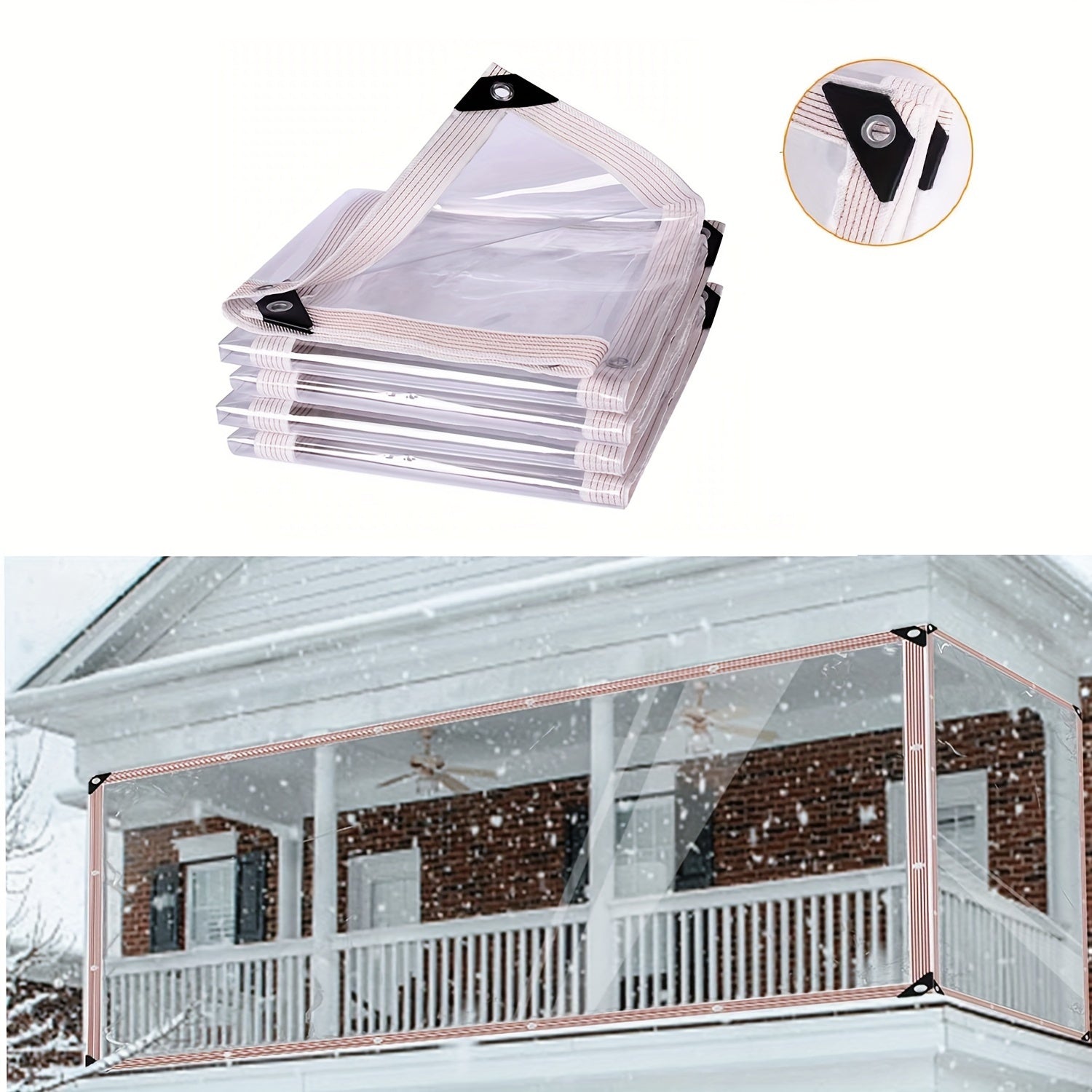 Clear Waterproof Tarp Balcony Porch Garden Rainproof Tarp