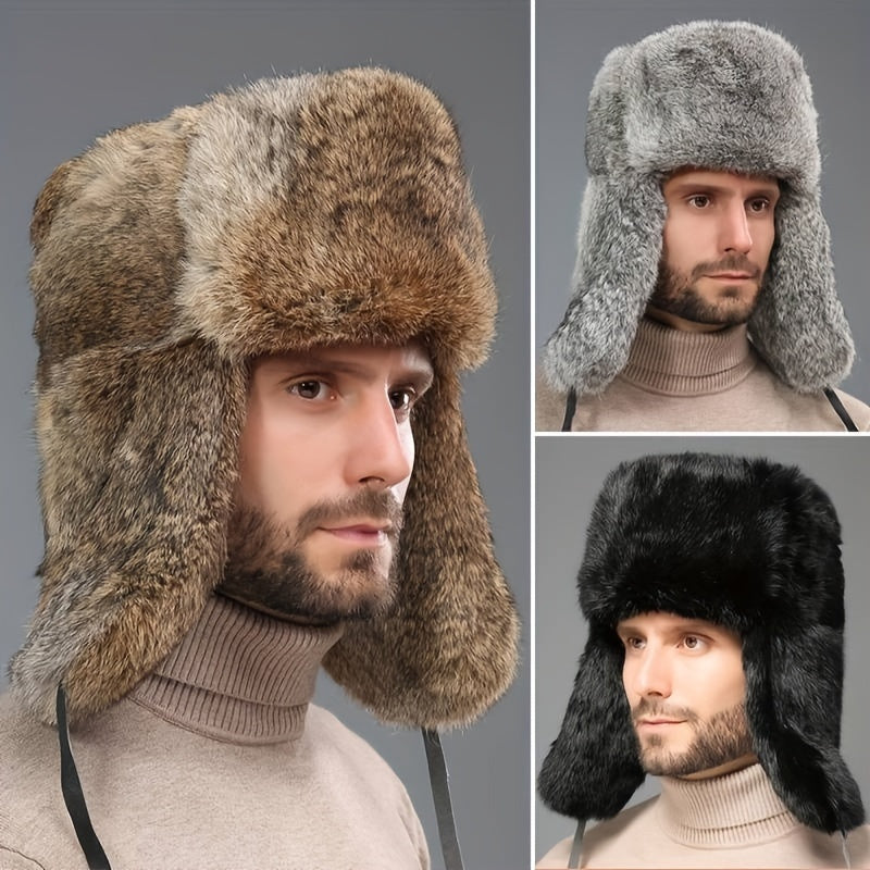 Faux Rabbit Fur Winter Hat Ear Protection Trapper Hat