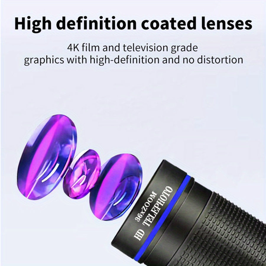 HD Monocular Telescope with Phone Clip for Smartphone Photos