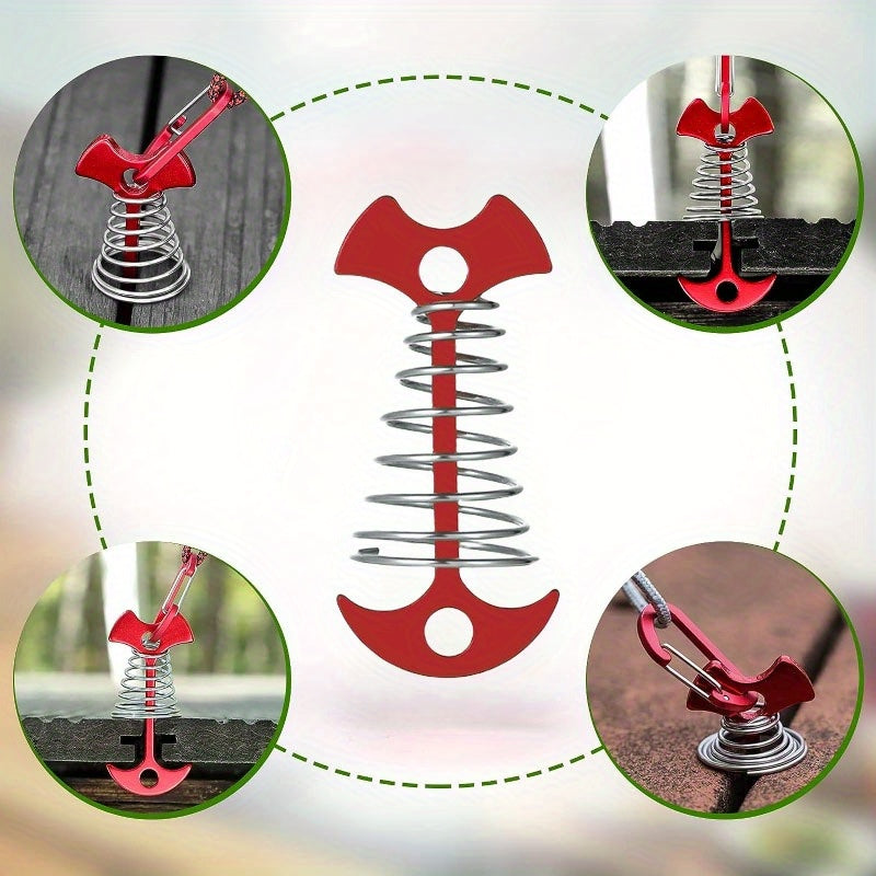 4pcs Fishbone Spring Ground Nails Tent Stakes For Outdoor Camping