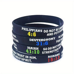 8 Pcs Flat Printed Slogan Silicone Bracelets 20-32x1.22 cm