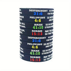 8 Pcs Flat Printed Slogan Silicone Bracelets 20-32x1.22 cm