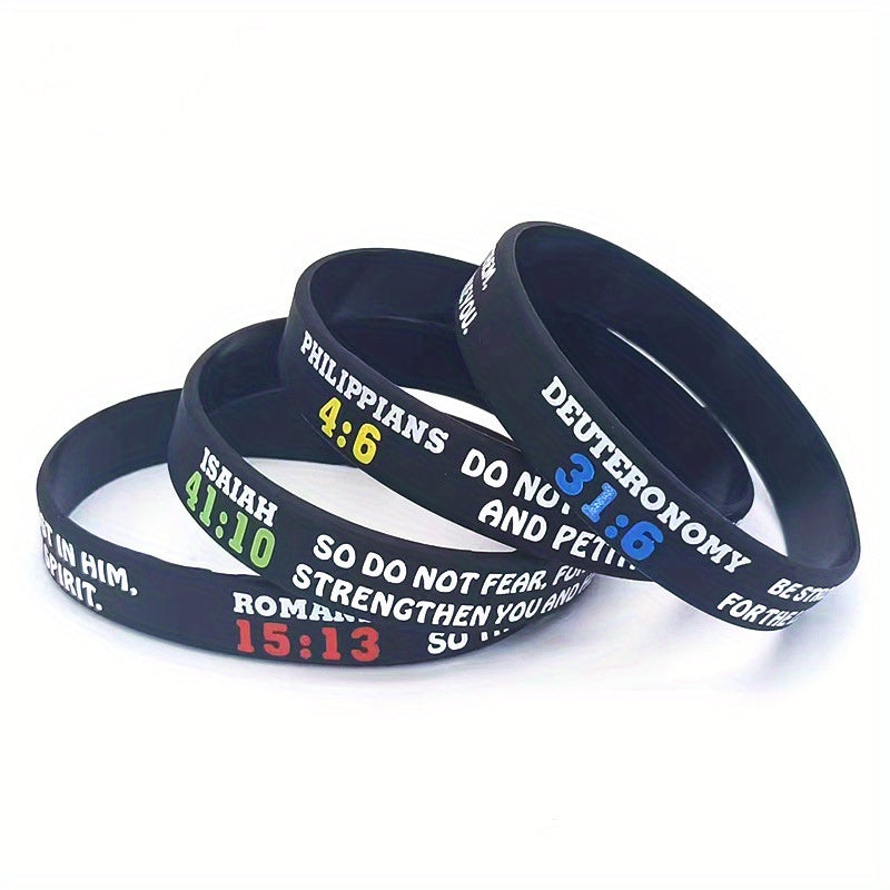 8 Pcs Flat Printed Slogan Silicone Bracelets 20-32x1.22 cm