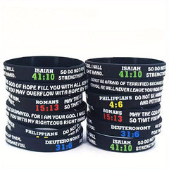 8 Pcs Flat Printed Slogan Silicone Bracelets 20-32x1.22 cm