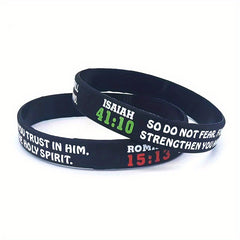 8 Pcs Flat Printed Slogan Silicone Bracelets 20-32x1.22 cm