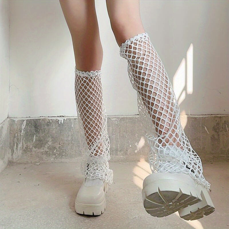 Hollow Out Fishnet Leg Warmers Knee High Socks