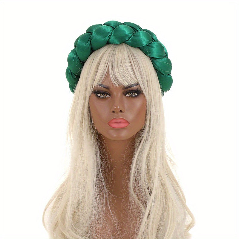 Satin Braided Big Headband Elastic Hair Band