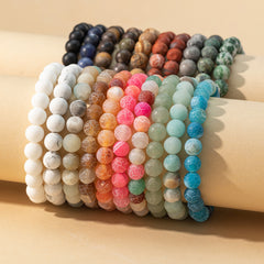 Matte Beaded Bracelet Set For Men Women Semi Precious Gemstone Beads