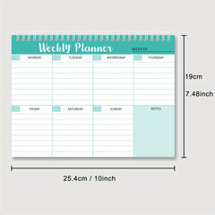 50 Sheets Coil Notebook Weekly Plan Diary Student Memo 3 Styles
