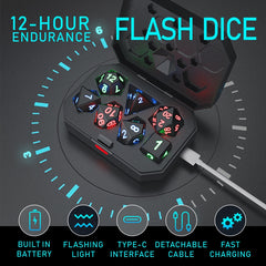 7pcs Rechargeable LED Metal Flashy Dices Halloween Thanksgiving Christmas Gift