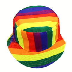 Y2K Rainbow Striped Bucket Hat Gay Pride Fisherman Hat
