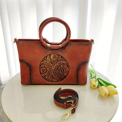 Vintage Flower Embossed Lightweight Satchel Bag