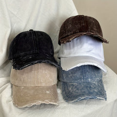 Unisex Breathable Ripped Baseball Cap w/ Letter Embroidery